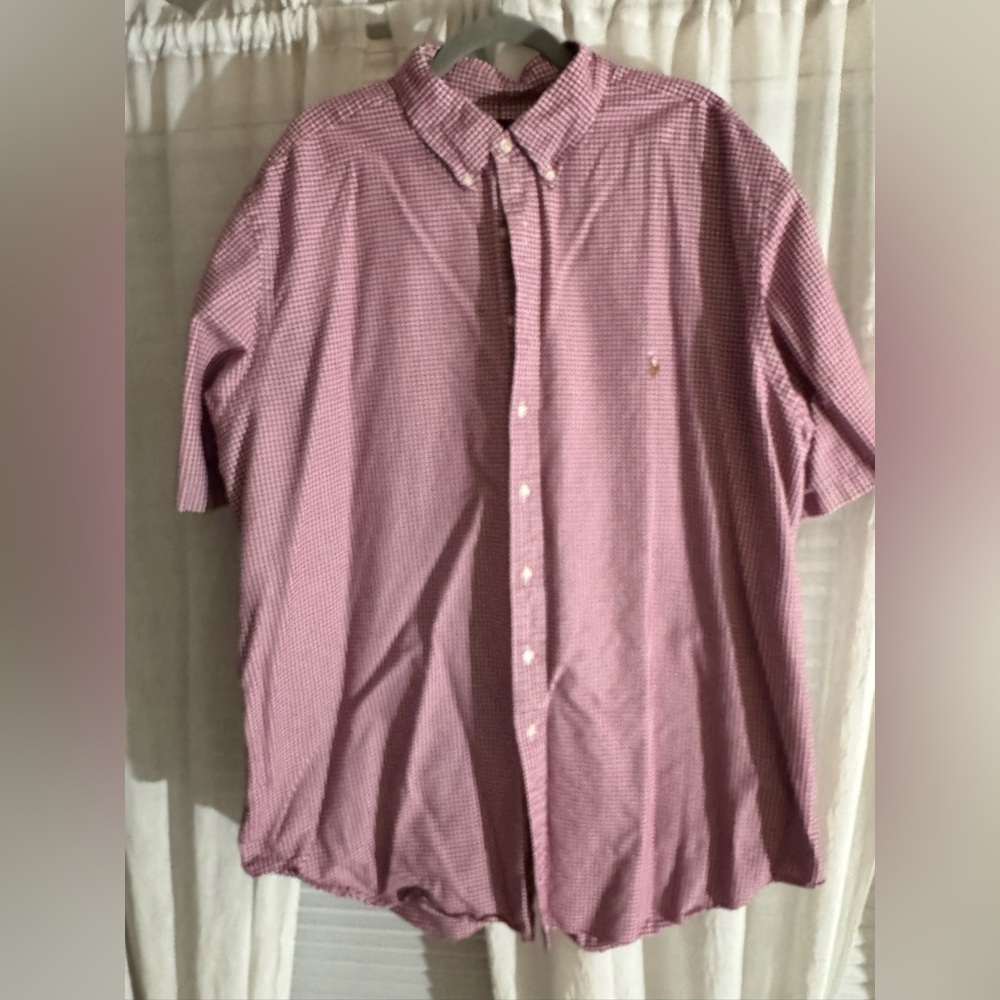 Ralph Lauren 2XLT Men's Red and White Checkered Shirt